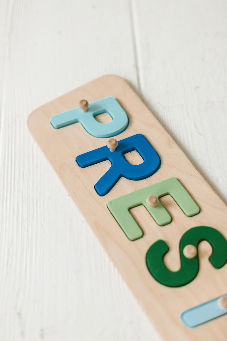 Thick letters Personalized name puzzle with pegs Custom ...