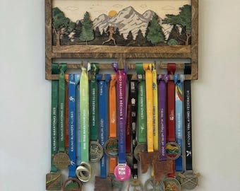 Porta medaglie personalizzato per corridori - Appendi medaglie personalizzato - Espositore per medaglie da maratona - Porta medaglie da gara - Regali per corridori per lui
