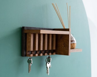 Modern wooden key rack organizer, Key holder for wall, Key rack wall mount, Key hook for entryway, Wood key hanger, Minimalist home decor