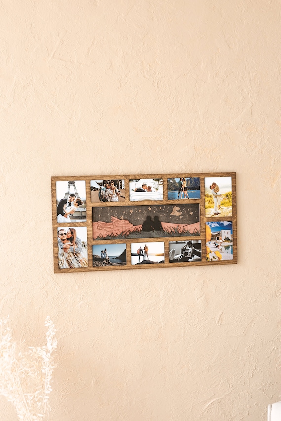 Custom Collage Frame, Couple Picture frame collage, Love story Collage picture frame,  Wedding or anniversary gift - personalized gift