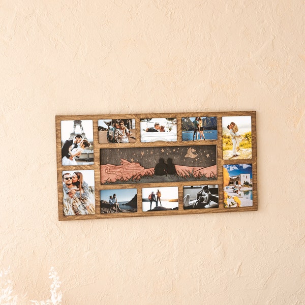 Custom Collage Frame, Couple Picture frame collage, Love story Collage picture frame,  Wedding or anniversary gift - personalized gift