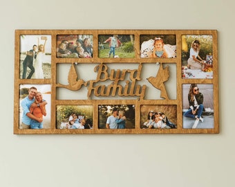 Personalized Picture Frame, Custom Wooden Photo Frame, Engraved Family Frame, Collage Picture Frame Gift