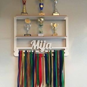 Trophy shelf Personalized Medal Display, Personalized Name Medal Holder, Trophy Display, Custom Medal Holder, medal hanger