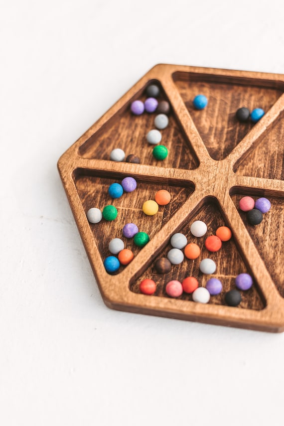 Juego De Clasificación De Colores De Madera Con 10 Agujeros – Bandeja Sensorial Educativa Para Niños De 3 A 5 Años