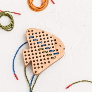 Montessori Toddler Wood Lacing Toy BIRD - Threading Activities by ...