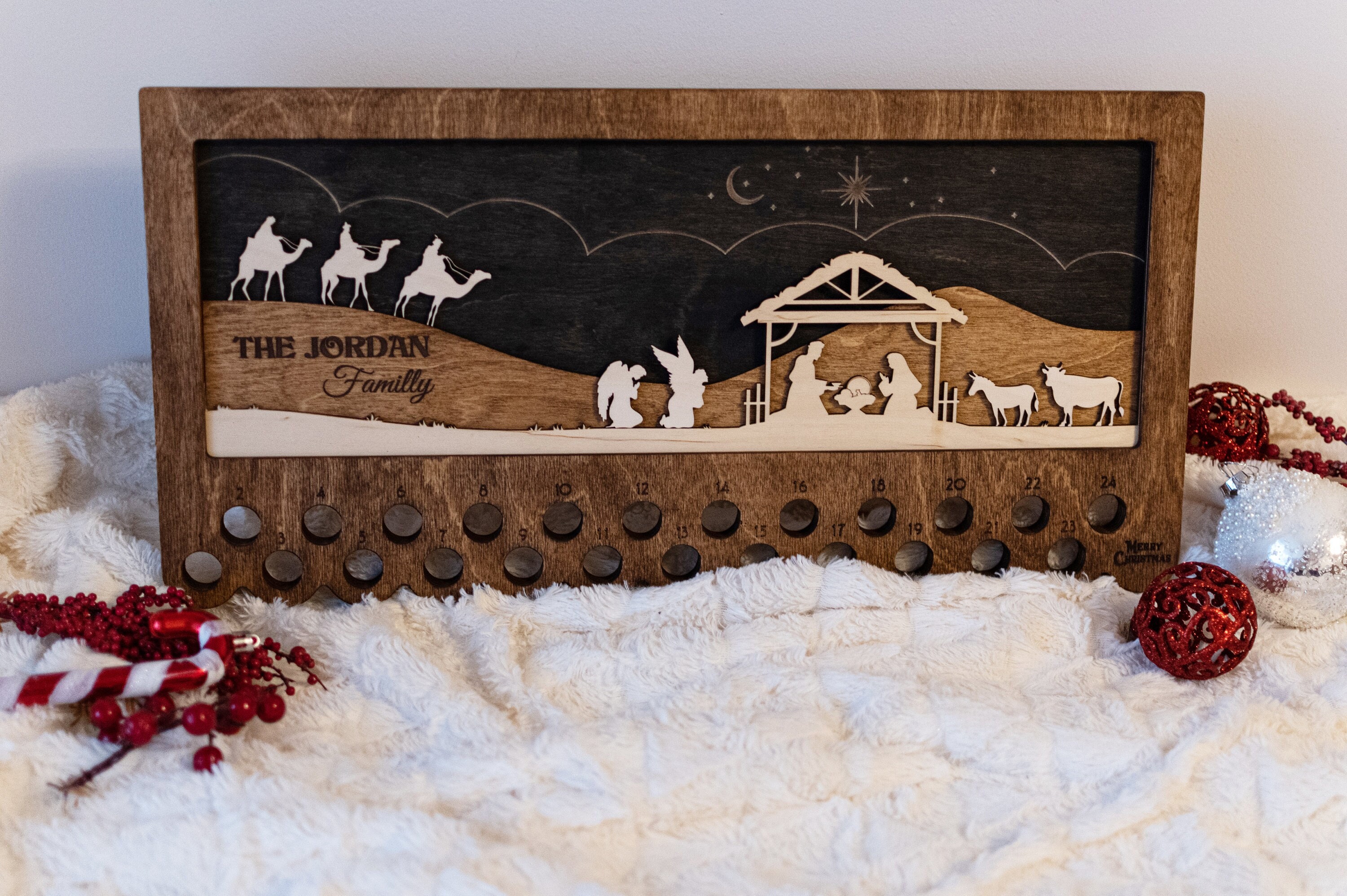 Wood Advent Calendar, Christmas gifts, Home decoration, Christmas Countdown, Rustic Home Decor, Personalised advent calendar,Custom calendar