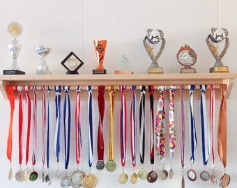 Wooden medal display hanger, holder, rack, sport gifts, Running medal holder, Medal rack, Race medal holder, custom name display case