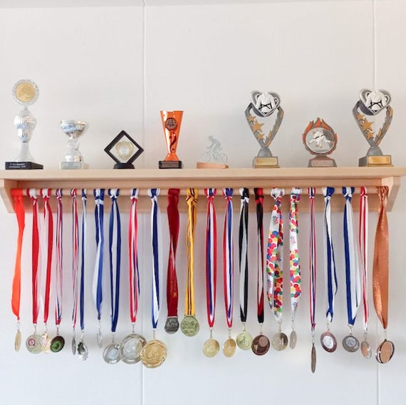 Custom Medal Display Rack - Personalized Race Medal Hanger With Fretwork Design