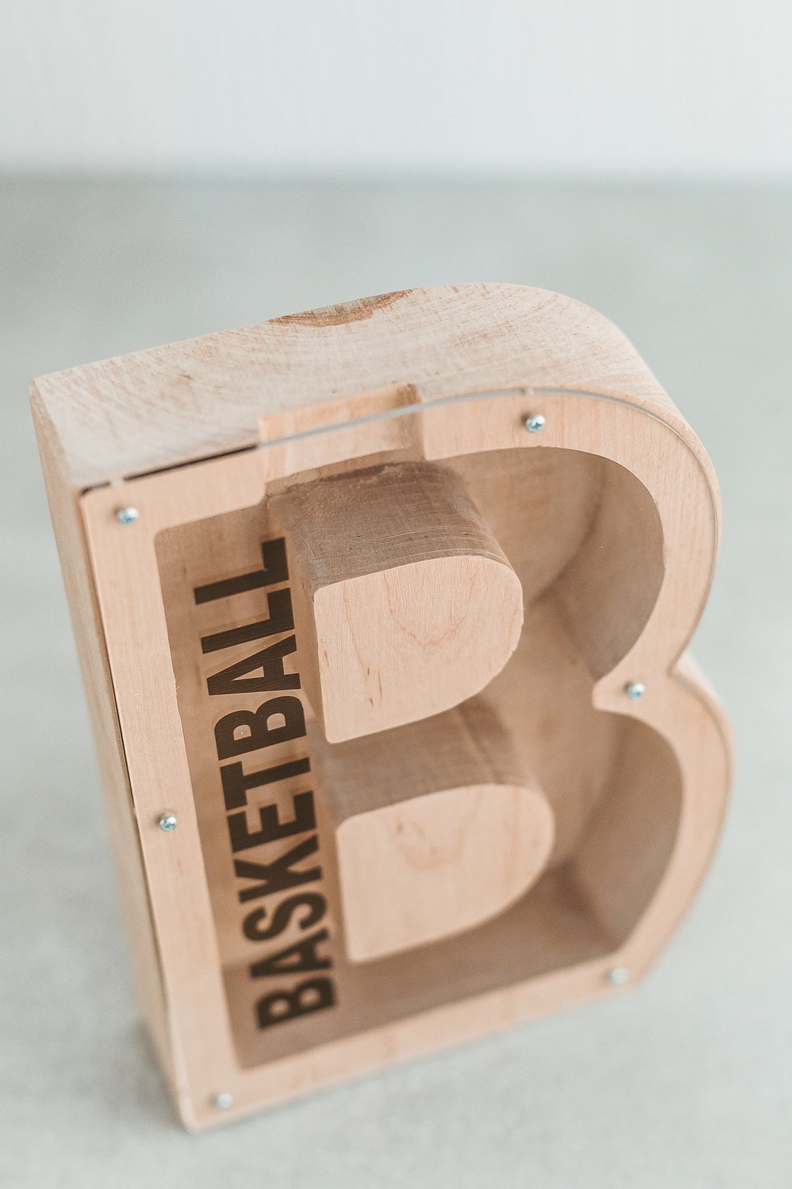 Personalized Letter Wooden Piggy Bank Wooden Coin Bank Etsy