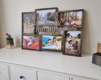 Custom collage picture frames, multiple picture frame, wooden multi photo frame, wooden wall decor, personalized family gift, wood signs