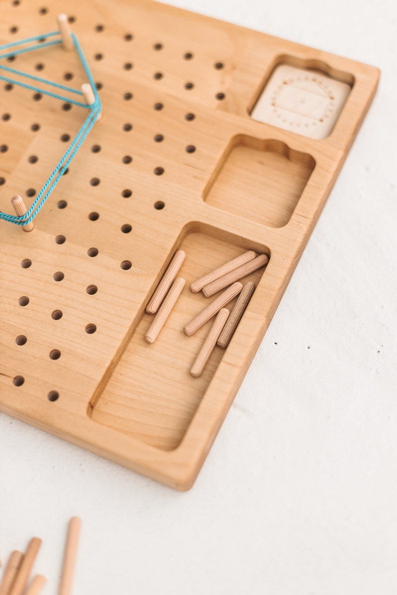 Small wooden Pegs for geoboard or pegboard for kids learning toys image 2