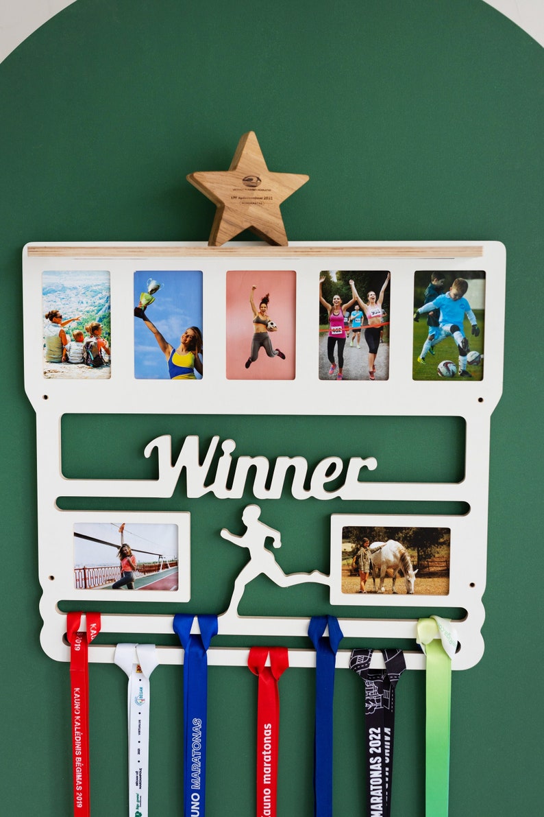 Custom Medal Display Holder and Photo Frame in One - Trophy Shelf ...
