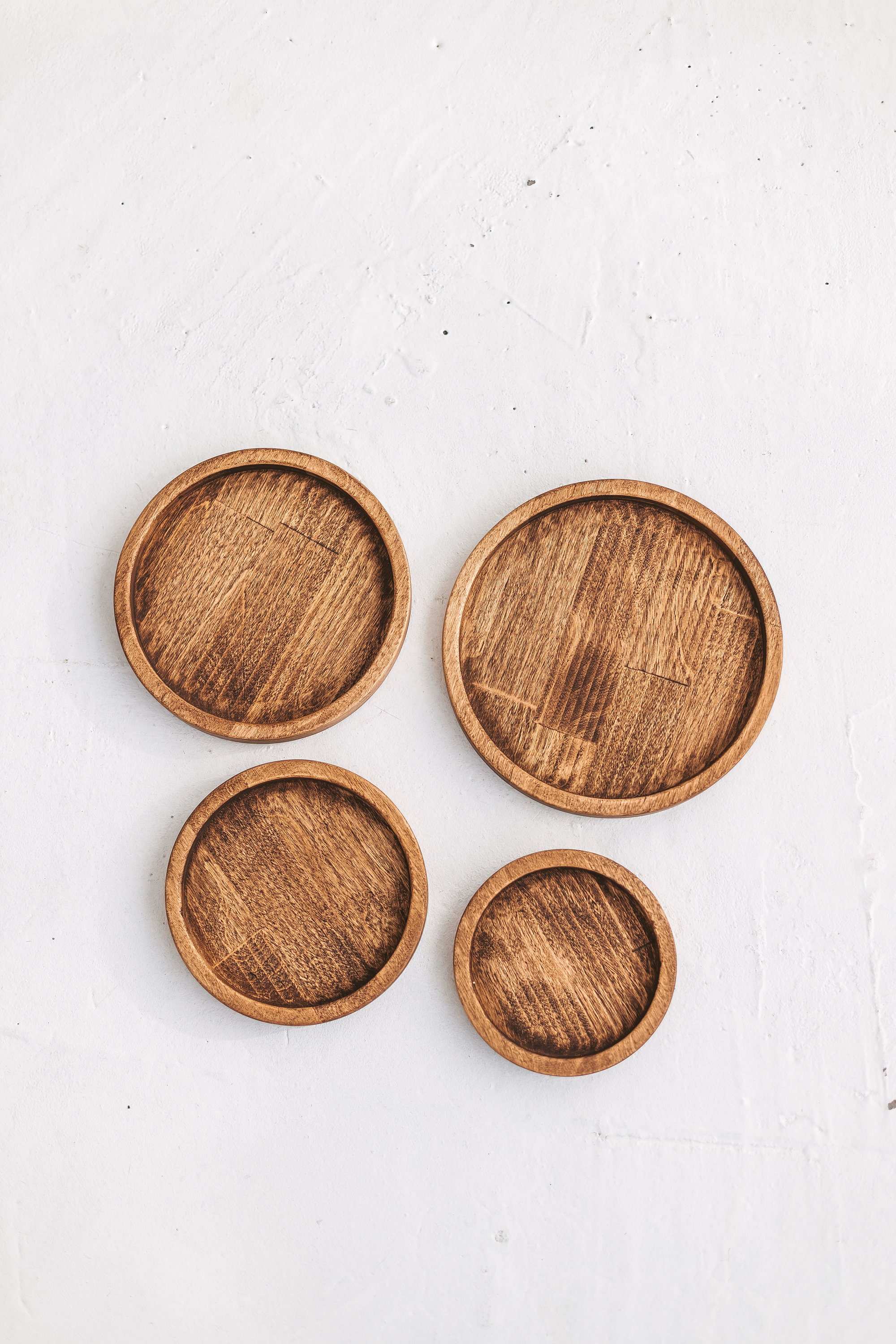 Wood round tray 4 different sizes wooden plate set Etsy