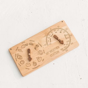 Montessori materialen, Houten weerstation, geschenken voor kinderen leren visueel weer en temperatuur, leren speelgoed, houten speelgoed, wetenschap speelgoed