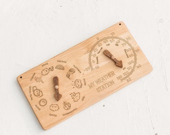 Wooden Weather Station Toy, Montessori Learning