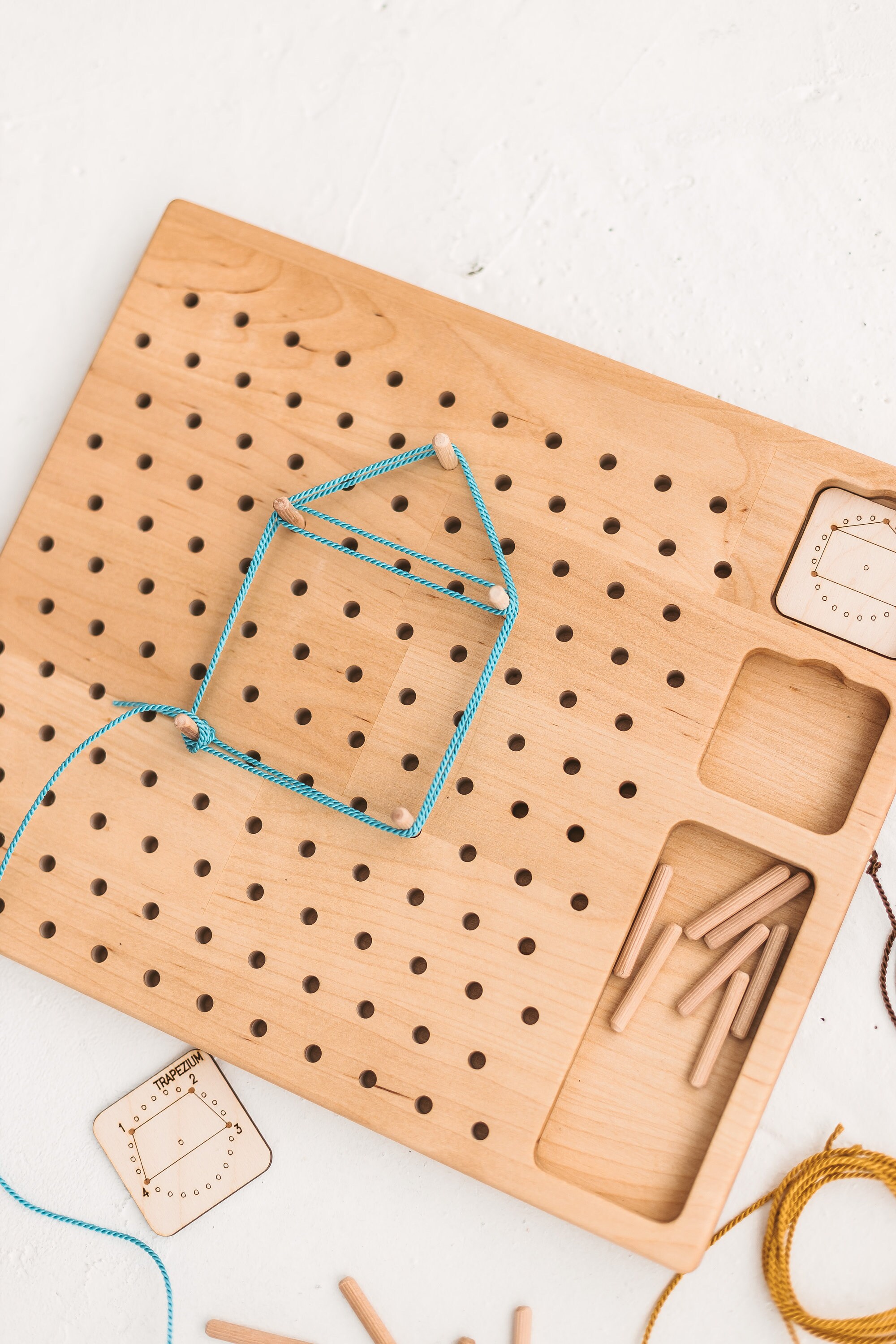 Big wood Geo board peg board for kids with cards pegs and Etsy