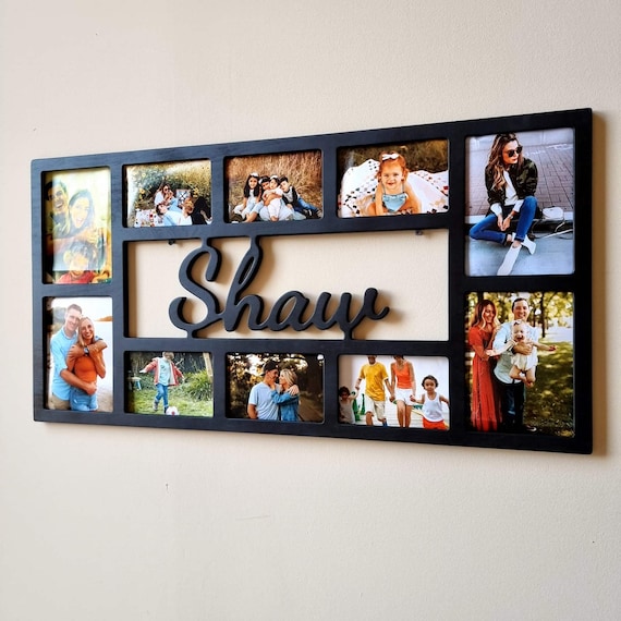 Custom Family Photo Frame Collage, Wooden Multiple Picture Frame