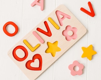 Custom Name Puzzle, Montessori Wooden Toy, Baby Shower Gift