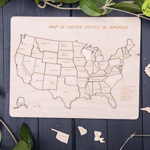 USA Puzzle - USA Karte, Landkarte der USA, Holzstaat, Landkarte, Wandbild der USA, Puzzle der USA, neues Hausgeschenk
