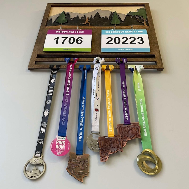 Medal display holder for medals and bibs, medal holder running gifts, marathon, race, runner, hanging wall art sports, home decor, gift