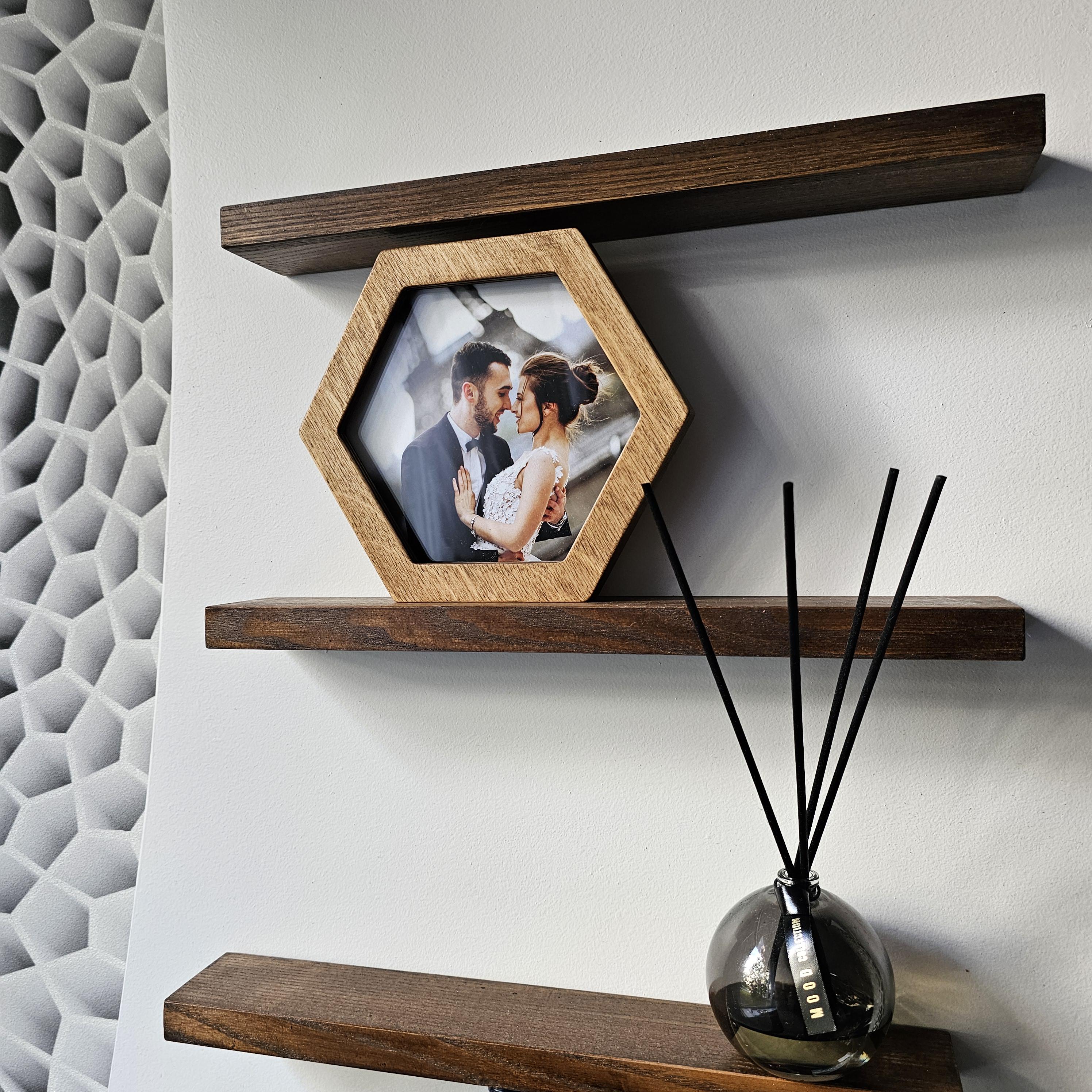 Small Hexagon Picture Frame, Wood Photo Frame, Wall Decor