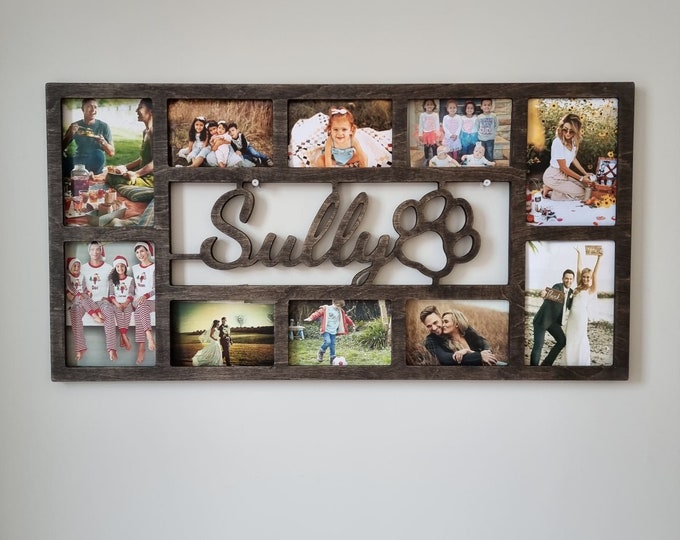 Puppy dog paw Custom text picture frame, multi photos collage, family gift, pets lover, family gifts, home wall decor, personalized