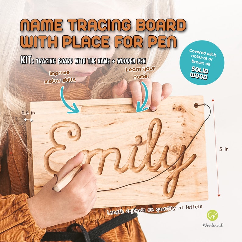 Name tracing letters board, Personalized gifts for kids, Montessori materials for writing practice,wooden, Kids educational writing practice