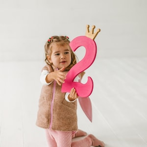 Second Birthday Girl Photo Prop - First Birthday Girl Decoration, Wooden Numbers for Birthday Decor, Large Number Sign