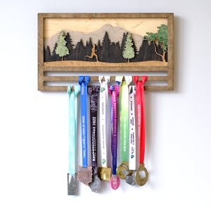 Medal display Running marathon, Custom Medal hanger, Gift for him, Birthday gift, Running gifts, medal holder, rack, Race medal holder image 2