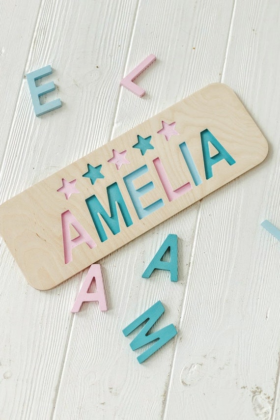 Woodily Wooden Name Puzzle Girl Toy for Toddler Baby Gift Personalized 1st Birthday Girl Montessori Toys Baby Shower Christmas Gift