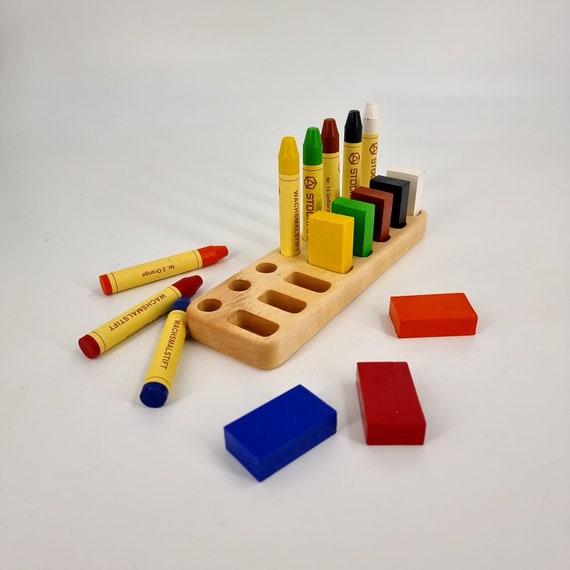 Montessori Wood Pencil Holder, Crayon Holder, Adult Coloring, Wood