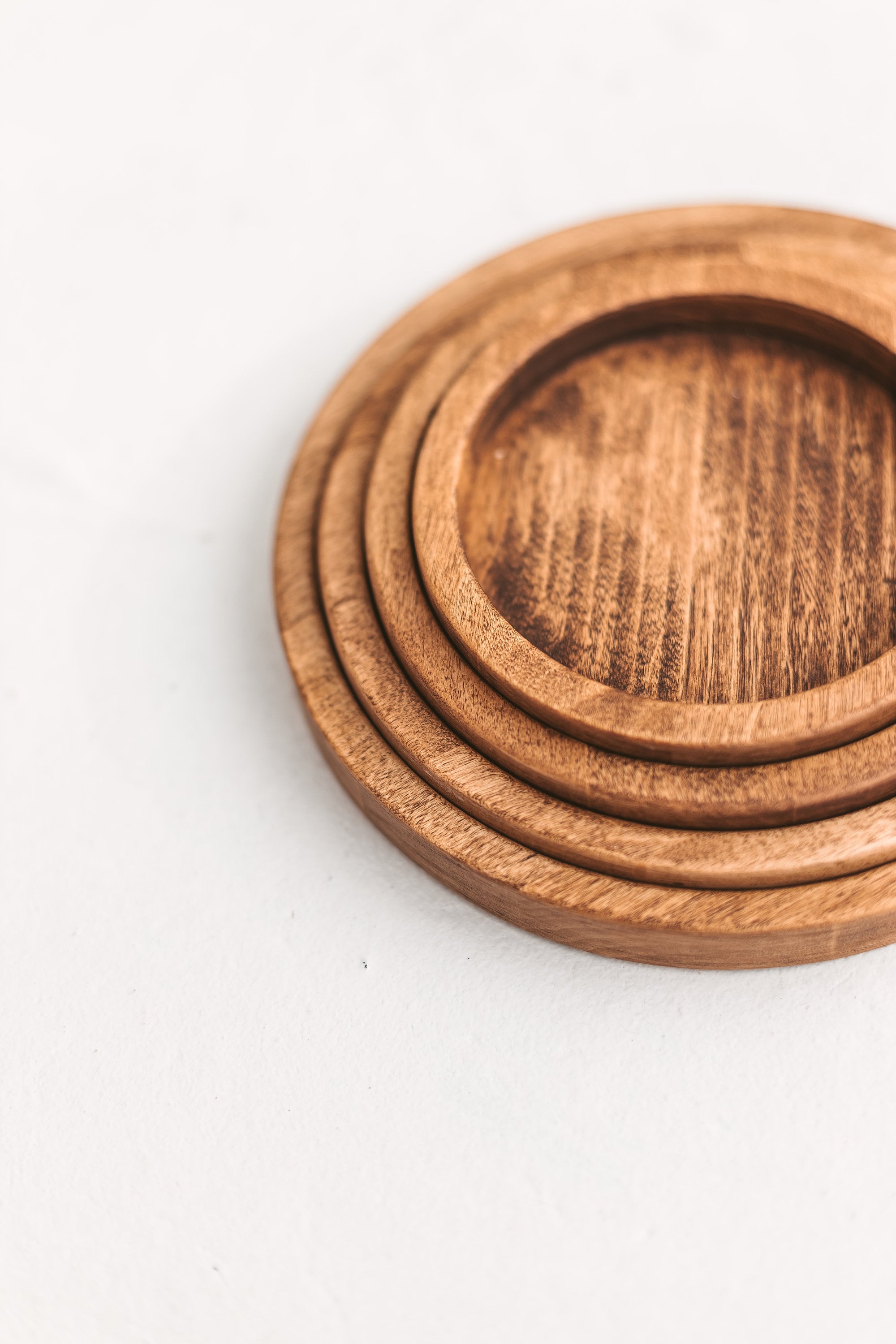 Wood round tray 4 different sizes wooden plate set Etsy