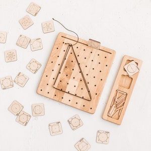 Schémas créatifs pour géoplans à partir de contreplaqué - complément de panneau perforé pour enfants - jouets Montessori en bois, outil d'apprentissage attrayant pour les tout-petits