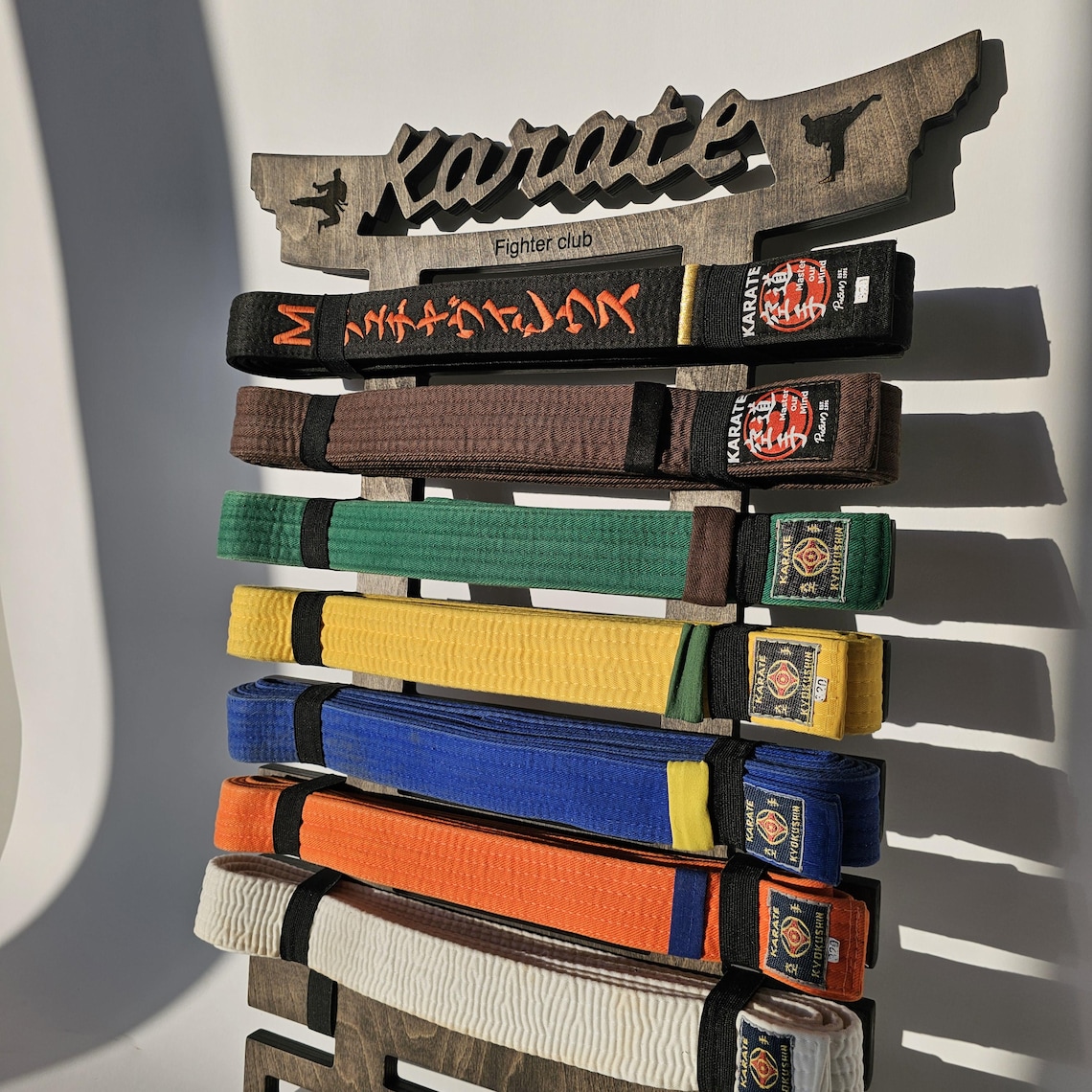 Belt Racking Display Karate Belt Display, Custom Name Medal Display Taekwondo Belt Rack ...