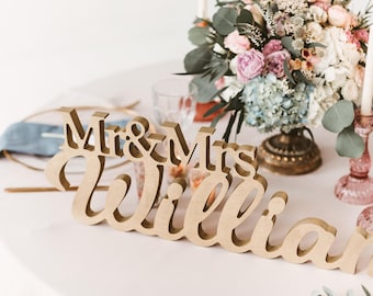 CUSTOM Last NAME sign - Mr & Mrs sign, Wedding sign - Mr and Mrs Last NAME sign for Wedding top table - Wedding centerpiece decor