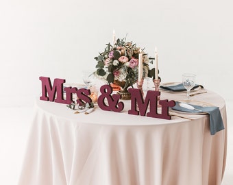 Custom color Mr and Mrs sign, Wedding table decorations, Sweetheart table centerpiece decor, boho wedding decor, lesbian, gay wedding decor