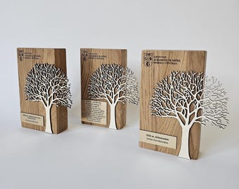 Custom Wood Three Trophy, Business award, Appreciation trophy, Custom award, Plaque award, Bespoke award, Corporate award, Recognition award