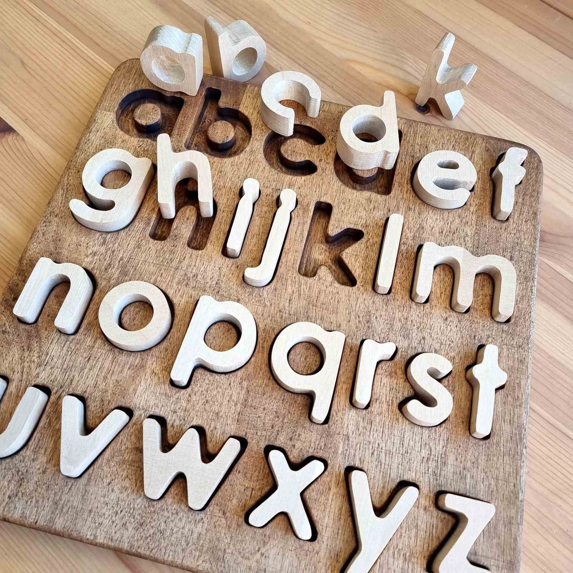 Wooden Alphabet Puzzle Montessori Letters for Toddlers and | Etsy