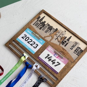 Running Bib Holder Race medal and bib display Running medal holder Medal hanger Running cross country marathon Personalized medal display