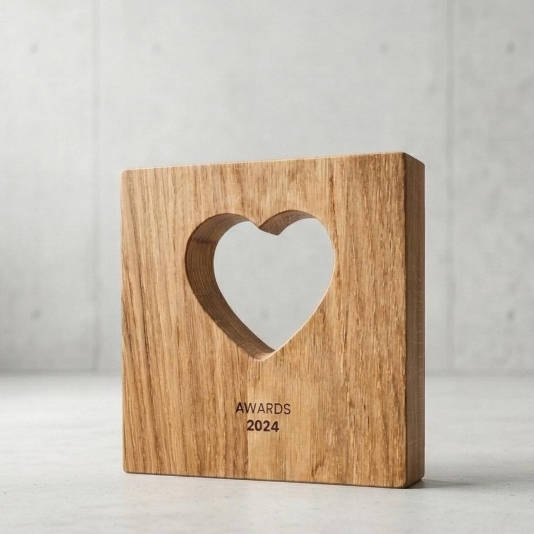 Best Mom Trophy and Custom Trophy Wooden Award - Heart Award