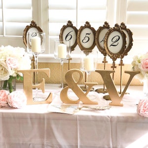 Letras de madera personalizadas en oro, letreros de madera para fiestas, decoraciones de cumpleaños, decoraciones de bodas, decoraciones de mesa para fiestas, regalo personalizado