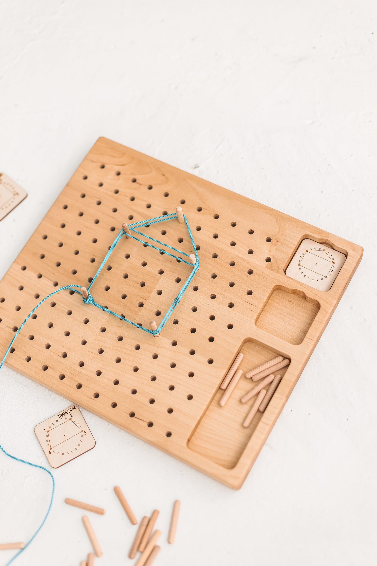 Big wood Geo board peg board for kids with cards pegs and Etsy