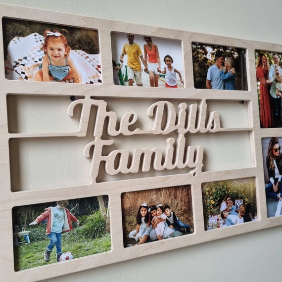 Custom Family Photo Frame Collage, Wooden Multiple Picture Frame