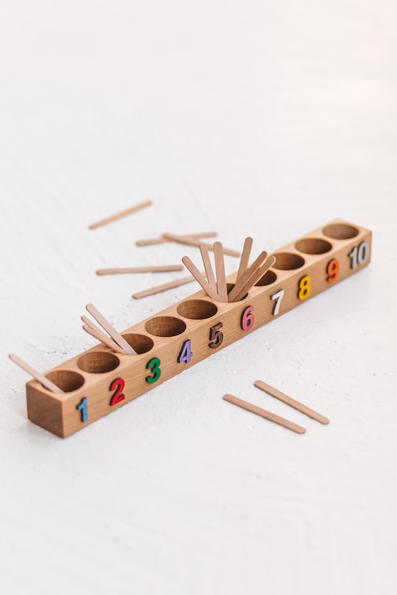 Juguetes de matemáticas Montessori, caja de aprendizaje de madera