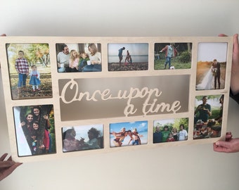 Couple Personalized Collage Picture Frame, Custom Family Photo Frame, Multi Photo Wooden Frame, Engraved Wall Frame Gift