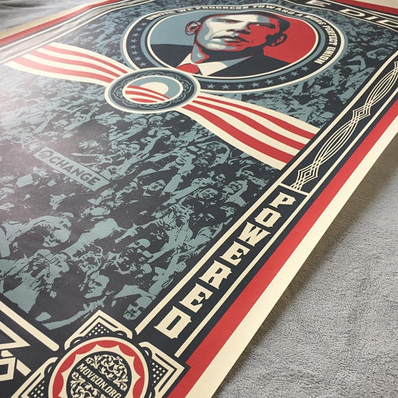 Yes We Did Shepard Fairey Obama Decal Sticker 2008 OBEY MOVEON OFFICIAL