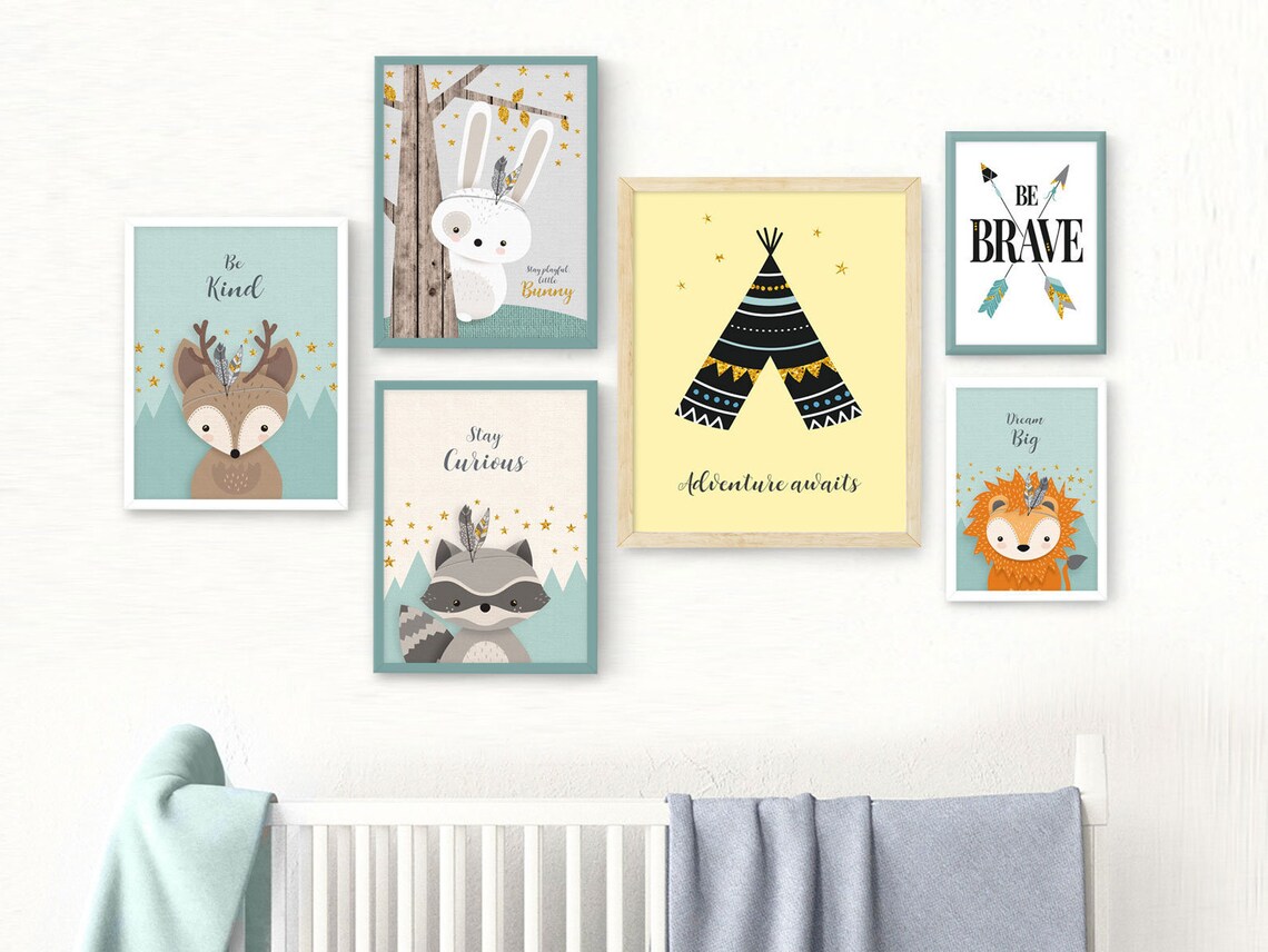 Tribal Nursery Decor Woodland Nursery Print Forest Nursery Etsy