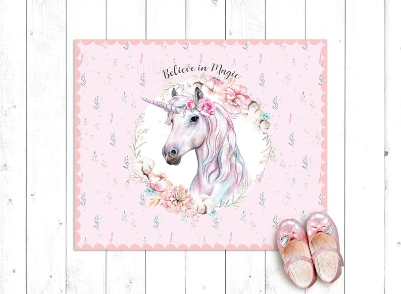 Einhorn Vinyl Teppich in rosa und blau Linoleum Teppich ...