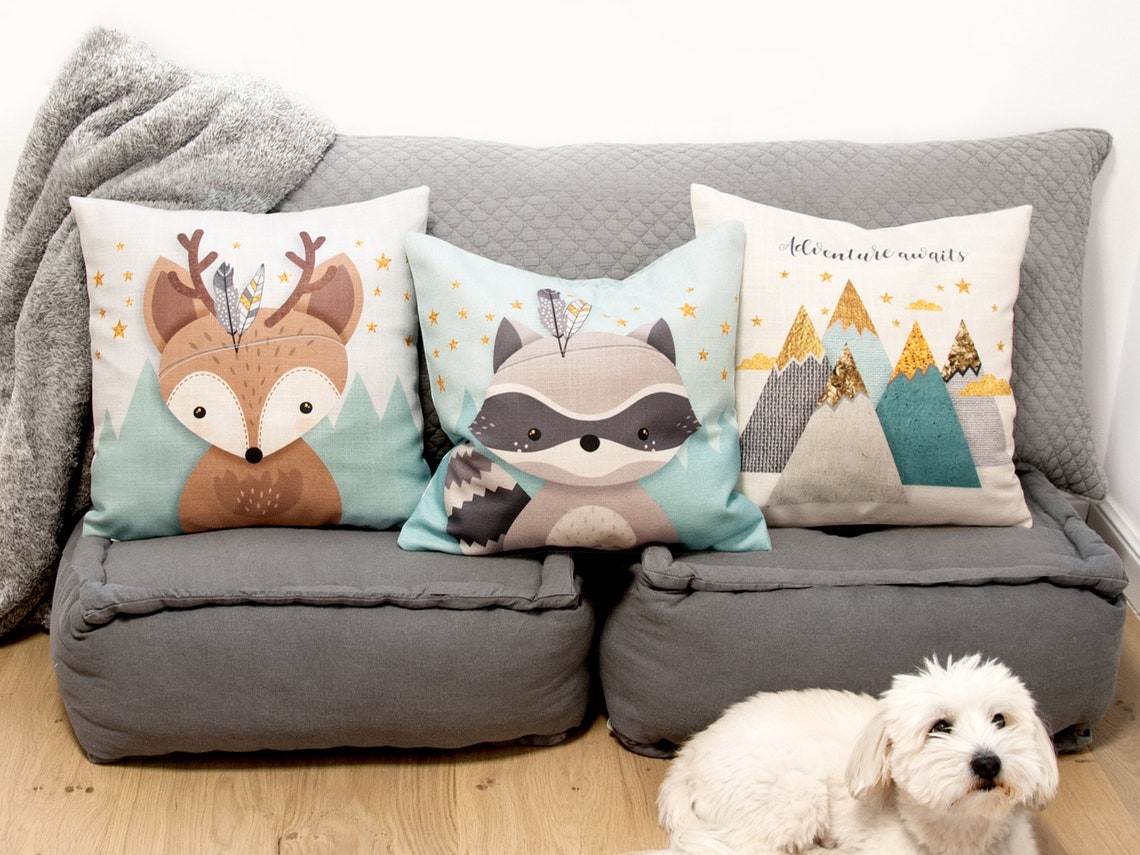 Woodland pillows Kids room throw pillow set of 3 Cushion Etsy