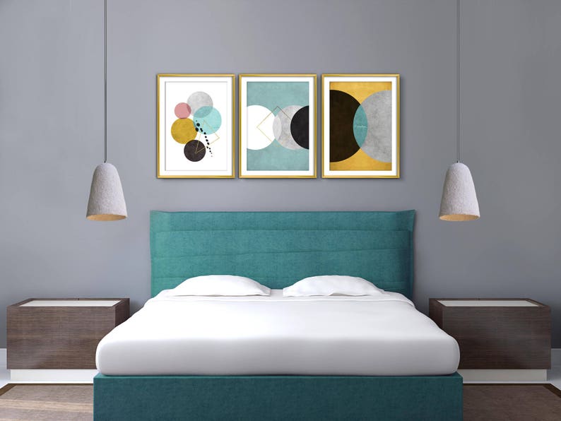 Wall art Print Set Abstract art Bedroom wall art Set of 3 Etsy
